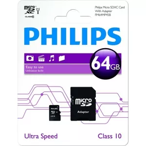 Philips Micro SDXC 64GB + Adaptor SD (FM64MP45B/10)