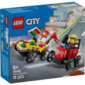 LEGO City - Pachet de curse Furgoneta de pizza vs. autospeciala de pompieri (60458)