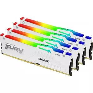 Kingston 128GB 5200MT/s DDR5 CL40 DIMM (Kit of 4) FURY Beast White RGB XMP KF552C40BWAK4-128