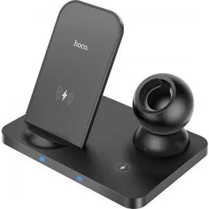 Hoco Incarcator Wireless 3 in 1 CW33 15W Quick Charge Cablu USB-C 1m Negru