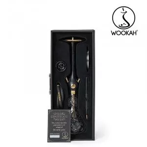 WOOKAH Narghilea din lemn, Placata Cu Aur 24K, Model Nox, Vas Olives