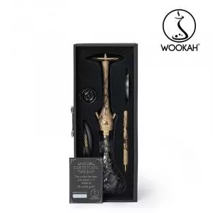 WOOKAH Narghilea din lemn, Placata Cu Aur 24K, Model Grom, Vas Olives