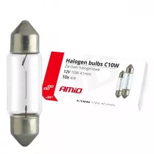 AMiO Set 10 becuri cu halogen C10W Festoon, 41mm, 12V AM02557