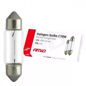 AMiO Set 10 becuri cu halogen C10W Festoon, 31mm, 12V AM02555