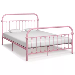 vidaXL Cadru de pat, roz, 140 x 200 cm, metal 284513