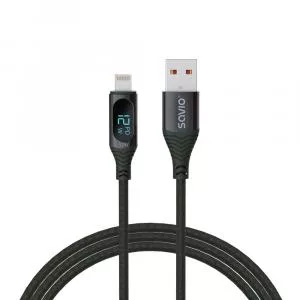 Savio USB-A – Lightning cable with digital display, 1m CL-173