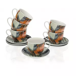 Versa Set 6 cesti si 6 farfurioare Saona -, Portocaliu,Verde