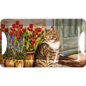 Creative Tops Tava- Cottage Cat- Small Melamine Luxury Handled Tray