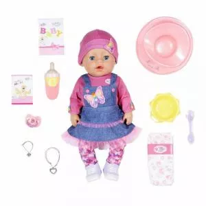 Zapf Creation BABY born 43 cm, Cu sarafan de blugi ZF831298