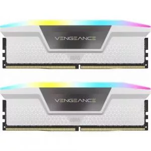 Corsair VENGEANCE® RGB 32GB (2x16GB) DDR5 DRAM 6000MT/s CL30 Memory Kit — White CMH32GX5M2B6000C30W