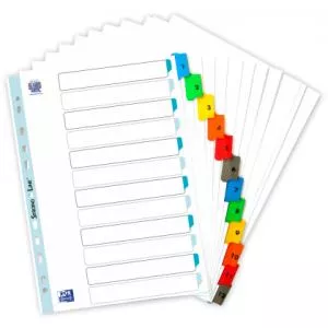 Oxford Index carton numeric, A4, 1-12, alb, 12 file/set 100204616