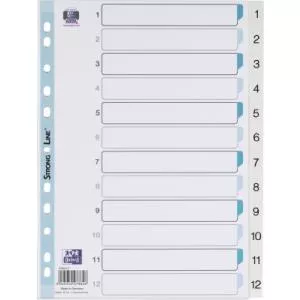 Oxford Index plastic numeric, A4, 1-12, alb, 12 file/set 100204771
