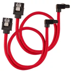 Corsair Modding Premium Sleeved SATA 6Gbps 30cm 90° Connector Cable — Red CC-8900280