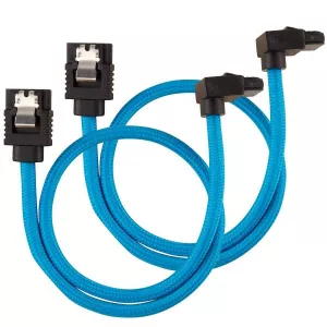 Corsair Modding Premium Sleeved SATA 6Gbps 30cm 90° Connector Cable — Blue CC-8900281