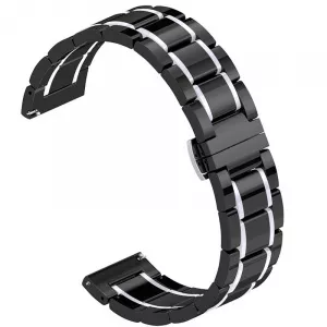 Very Dream Curea ceramica, compatibila Garmin Vivoactive 4, telescoape Quick Release, 22mm, Negru/Argintiu