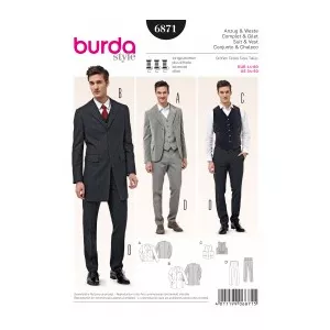 Burda Style Tipar Frac si Costum barbatesc cu vesta Burda 6871
