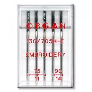 Organ Needle Set 5 ace de brodat, finete 75-90