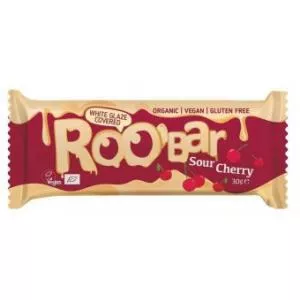 Roobar Baton cu visine  invelit in glazura alba bio 30g