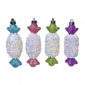 General Set ornamente pentru brad, 12 cm, plastic, 4 piese, forma bomboane, Multicolor 1132621