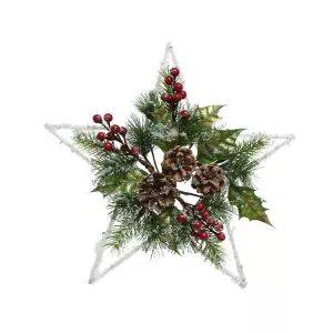 Kaemingk Ornament - Pine Star with Hanger - White and Colours