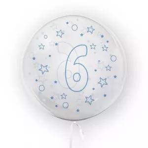 Tuban Balon transparent - albastru 45 cm, cifra 6, baieti RB31210