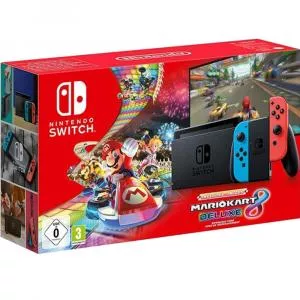 Nintendo Switch Version 2 With Mario Kart 8 Delux Blue/ Red