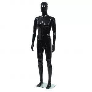 vidaXL Corp manechin masculin, suport din sticlă, Negru lucios 185 cm