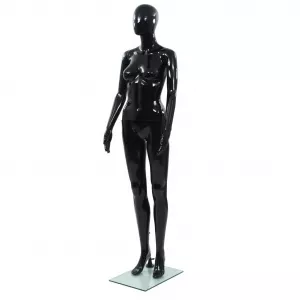 vidaXL Corp manechin feminin, suport din sticlă, Negru lucios 175 cm