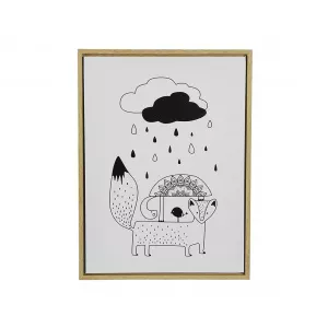 Versa Tablou Fox 30x40 cm, Alb,Negru