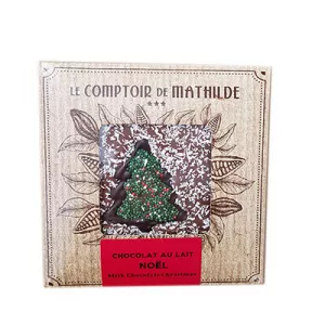 Le Comptoir de Mathilde Tableta de ciocolata cu lapte cu decoratiuni de ciocolata si cocos 80gr
