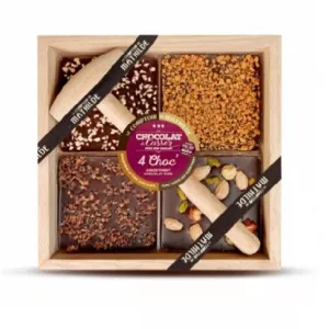 Le Comptoir de Mathilde Ciocolata in cutie de lemn neagra asortiment 400gr
