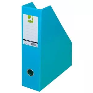 Q-Connect Suport reviste, carton plastifiat PVC, latime 76mm - bleu