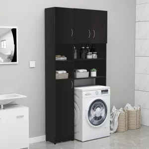 vidaXL Set dulap mașina de spălat, negru, PAL