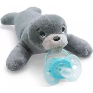 Philips Suzeta cu jucarie moale SCF348/14 Foca Ultra soft snuggle