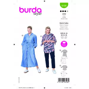 Burda Style Tipar rochie si camasa, marimi mari 6108