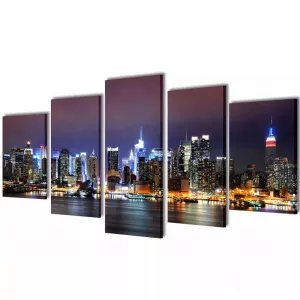 vidaXL Set tablouri de pânză panoramă New York 200 x 100 cm, color