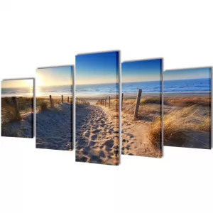vidaXL Set tablouri de pânză plajă cu nisip 100 x 50 cm