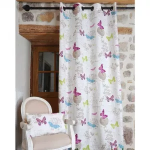 Stof Draperie Fluturi Multicolori - alba