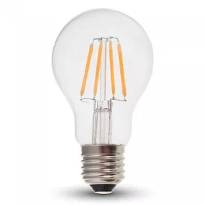 V-TAC Bec LED - 4W Filament Patent E27 A60, Alb cald Dimabil