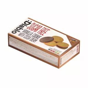 Diablo Biscuiti sandvis cu aroma de vanilie si crema de cacao, fara zahar, 176g