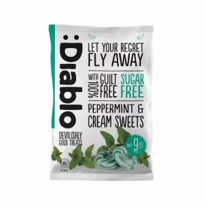 Diablo Bomboane cremoase cu menta si frisca, fara zahar, 75g