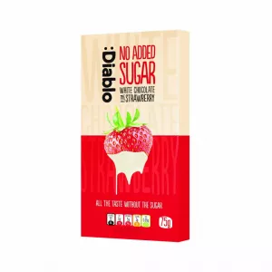 Diablo Ciocolata alba cu capsuni, fara adaos de zahar, fara gluten, 75g