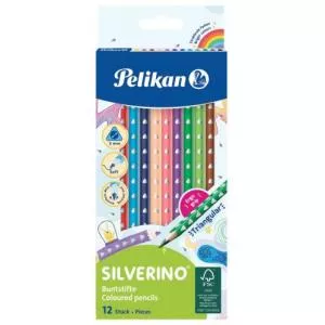 Pelikan Creioane colorate Color Silverino Lacuite, 12 culori 700634