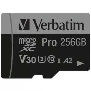Verbatim Pro U3 256GB Micro SDXC Card + SD Adapter 47045