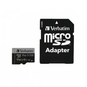 Verbatim Pro U3 512GB Micro SDXC Card + SD Adapter 47046
