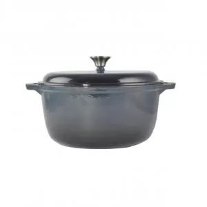 Perfect home Oala fonta emailata cu capac 30 cm, 7 L 12402, albastru gri