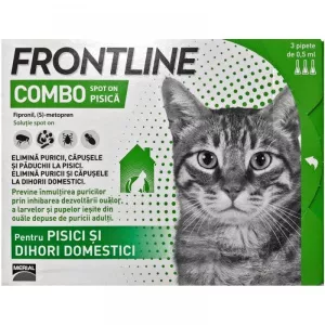 Merial Pipete Antiparazitare pentru Pisici, Frontline Combo Spot-On Cat x 3 pipete