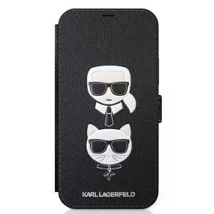 Karl Lagerfeld Book Saffiano K&C Heads pentru iPhone 12/12 Pro Black 3700740492222