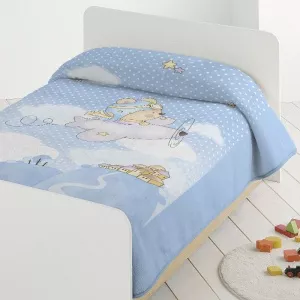 Piel SA Patura pentru copii bleu pufoasa cu ursulet