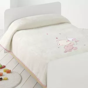 Piel SA Paturica bebe pufoasa alba cu ursulet roz
